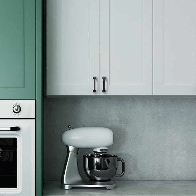 Asidrama 10 Pack 3 Inch(76mm) Hole Centers Kitchen Cabinet Handles, Matte Black Cabinet Pulls Kitchen Cabinet Hardware for Cupboard Drawer Pulls