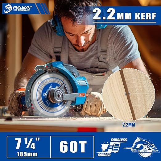 7-1/4-Inch 60-Tooth Circular Saw Blade,TCT ATB Framing Blade,20mm Bore(16mm Reduction Ring Included) for Wood Fast Cutting