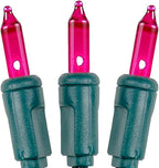 Novelty Lights 11 Feet 50 Bulbs Traditional Incandescent Mini Lights, Pink on Green Wire with 2.5" Spacing, Commercial Grade and UL Listed for Indoor/Outdoor Use, End-to-End Connectable