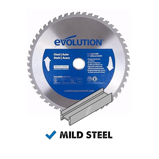 Evolution Power Tools, Professional Blade for Cutting Mild Steel and Ferrous Metal, TCT Saw Blade 10 Inch, Wen, Table Saw Accessories, 52-Teeth, 1 Inch Arbor, 10BLADEST, One Per Pack