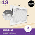 Simply 10x20x1 Air Filter, Merv 13, MPR 1500, 6 Pack, For Home AC Furnace & HVAC (Actual Size: 9.75"x19.75"x0.75") DUST, Pet, & Allergy Control