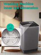 17.7 lbs Washing Machine with Drain Pump, Full Automatic Washer with 10 Wash Programs 8 Water Levels for Home, Apartment, RVs, Dorm, Grey