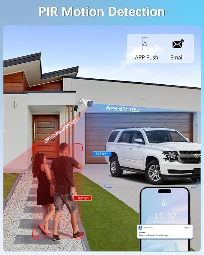 【All-in-One Security System】 Outdoor Wired Security Camera System with 10’’ Monitor, Home Video Surveillance Systems, Outside CCTV Cameras for Home Security