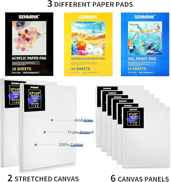 149Pcs Deluxe Artist Painting Set with Aluminum and Beech Wood Easel, 48 Colors Acrylic & Oil Paints, 24 Colors Watercolor Paints, Art Paint Supplies for Artists, Beginner & Adults