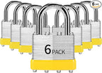 Padlocks Keyed Alike, Pack of 6, Laminated Steel Keyed Lock (1-9/16", 40mm), Padlocks with Same Key, Normal Shackle, for Toolbox, Locker & StorageUnit or More