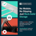 StoreYourBoard Wall-Mounted Rack With 4 Garage Hooks – Heavy-Duty Steel Holder Garage & Garden Storage for Shed, Workshop, or Home Organization – For Rakes, Shovels, Tools & More – 2 Pack, Gray