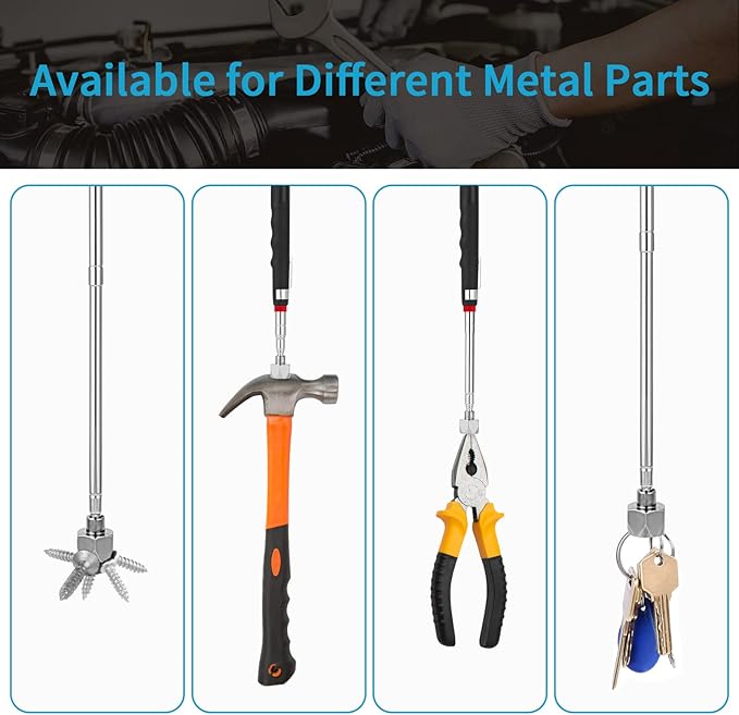 4 Pieces 20LBs Telescoping Magnetic Pickup Tool, with Pen Clip Design, Magnet Stick Rod Extendable 7" to 30.5" for Men, Birthday, Father's Day, Christmas Gift