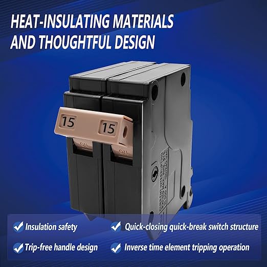 215 2-Pole 15-Amp Circuit Breaker, Type 3/4-In Plug-On Molded Case Circuit Breaker, Thermal Magnetic Protection, 10 KAIC, 120/240V, Fit for fit for Load Centers