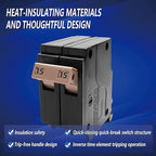 215 2-Pole 15-Amp Circuit Breaker, Type 3/4-Inch Plug-On Molded Case Circuit Breaker, Thermal Magnetic Protection, 10 KAIC, 120/240V, Fit for fit for Load Centers by SOYGN