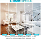 LUXRITE 4 Inch LED Recessed Can Lights, 14W=75W, 5 Color Options 2700K-5000K, 950 Lumens, Dimmable LED Retrofit Kit, Wet Rated, IC Rated, Recessed Ceiling Lights, Energy Star, ETL Listed (4 Pack)