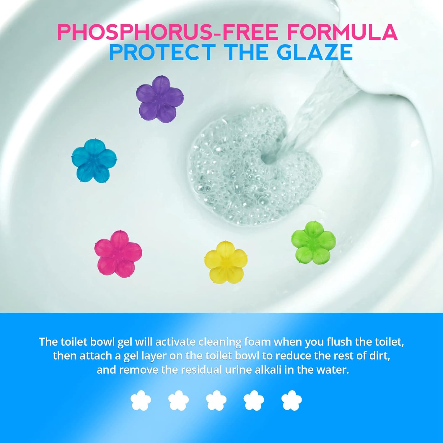 Toilet Gel, 60 Count 5 Kinds Of Scent Toilet Cleaner Bowl Gel Stamp Kit Air Freshener