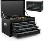 6-Drawer Tool Box, ARNOT 24" Heavy-Duty Steel Tool Chest, Portable Tool Storage Organizer with Auto-Locking Drawers, Top Tool Tray, and Side Handles for Garage, Warehouse, or Workshop Storage (Black)
