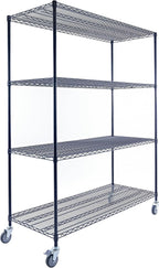 60"x24"x72" Premium Metal Steel 4-Tier Wire Shelving NSF 3200 LBS MAX Capacity Heavy Duty Storage Rack for Hospitals, Schools, Commercial Spaces, and Garages w/Premium Wheels