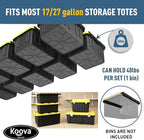 Koova Heavy-Duty Overhead Garage Storage Rack for 9 Bins. Adjustable Width, 360lb Capacity. DIY Safe Mount, Easy Install. Fits 27-Gallon Totes. USA Made Pro-Grade Steel. Space Saving Organizer