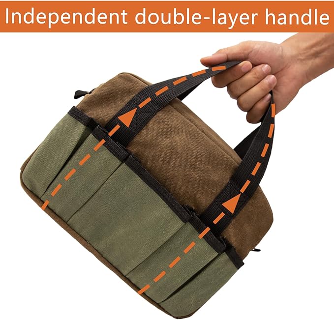 12-Inch Heavy Duty Tool Bag, Close Top Wide Mouth Tool Organizer Bag,Large Capacity Tool Bags for Men, Storage Bag for Storage Handbag for Screwdrivers,Wrench,Pliers Hand Tools