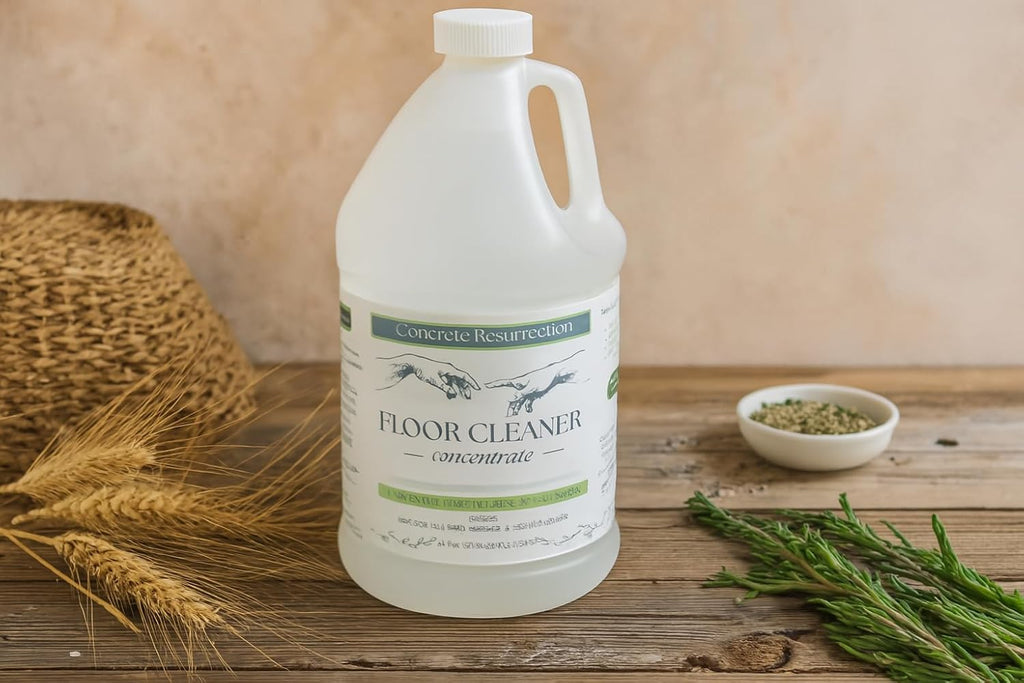 Clean Living Essentials Floor Cleaner – Multi-Surface, Non-Toxic, Plant-Based, pH Neutral, Family & Pet Friendly. Naturally scented for everyday clean. (Rosemary, Mint + Tea Tree)
