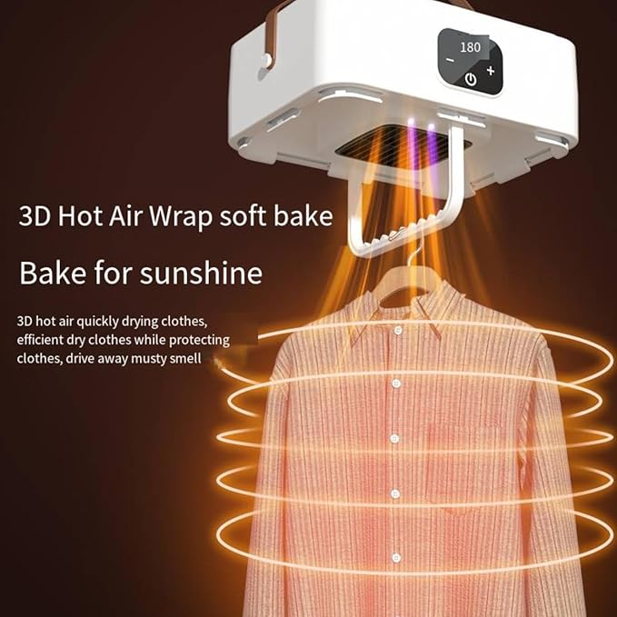 Portable Clothes Dryer | 20KG Large Capacity | 650W Fast Dry | Touch Screen & Remote Control | Quiet Energy-Saving Drying Machine for Home & Travel (white)