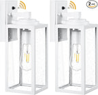 VIANIS Dusk to Dawn Outdoor Lighting, 2-Pack Large Size White Exterior Light Fixtures with Tempered Seed Glass, Waterproof Outdoor Wall Light Fixture, Anti-Rust Porch Lights Outdoor for Porch, Garage