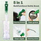XYFuuee 5 Pack Bottle Brush Set, 5 in 1 Water Bottle Cleaning Brush, Long Handle Narrow Wine Cup Cleaner, 3 Straw Brushes for Stanley, Travel Nipple Lid Gap Detail Washer Brush