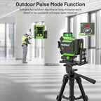 Huepar 4x360 Laser Level Self-leveling 4D Green Beam Cross Line 16 Lines Tiling Floor Laser Tool -2x360 Horizontal/Vertical Laser Lines -rechargeable Li-ion Battery & Integrated Magnetic Bracket 704CG