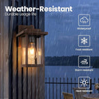 Outdoor Wall Sconce, Outside Porch Light Fixtures, Anti-Rust Exterior Wall Lights in Brown Finish with Clear Glass for Garage Doorway Entryway, 2 Pack