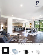 Recessed Lighting 4-inch Square-LED - Canless Recessed Light Fixture, Dimmable Ceilling Light with Junction Box, 2700|3000|3500|4000|5000K, 9W, Black, 6P