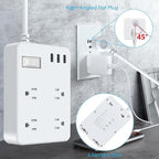 Jgstkcity Outdoor Waterproof Power Strip, 4 Flat Plug Outlets and 3 USB Ports, Mountable Weatherproof Surge Protector, Multi Outlet Extension for Camping, Garden, Kitchen, Bathroom, 6ft Cord (Grey)