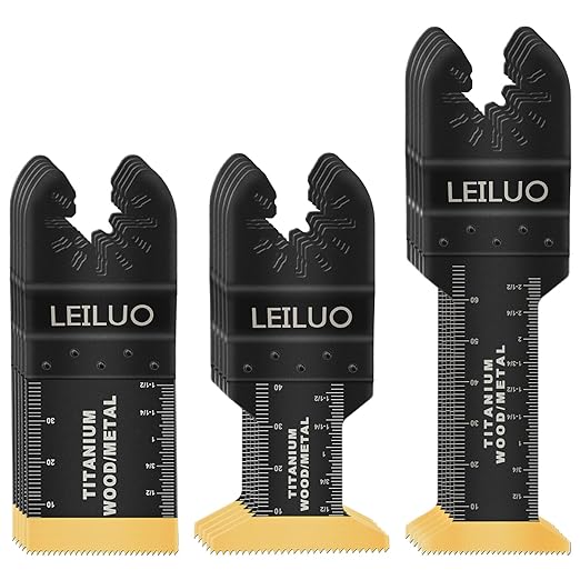 Titanium Multitool Blades Kits LEILUO 15 Pieces Oscillating Tool Blades for Nails Wood Packed by Storage Bag Compatible with Makita Ryobi Milwaukee and More