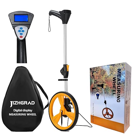 Measuring Wheel Digital Display ±0.3% High Accuracy, 12.5 '' Foldable Distance Measuring Wheel in Feet/Meter, 0.98 Inch Diameter Steel Pipe, Can Store 5 Datas, with Rainproof Backpack