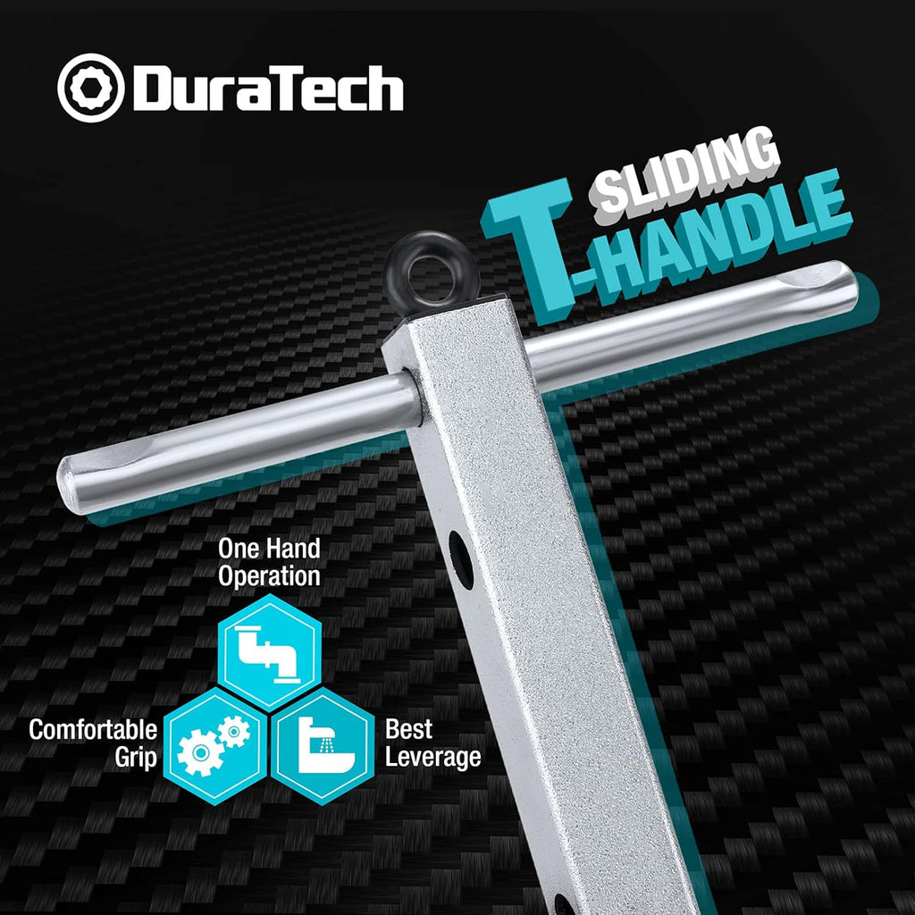 DURATECH 10 "-17" Telescoping Basin Wrench with 1-3/8" to 2-1/2" Large Jaw Capacity & Tub Drain Remover Wrench Aluminum Alloy Drain Removal Tool, Dual Ended