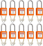 SAFBY Lockout Tagout Locks, Safety Padlock, Keyed Differently Loto Safety Padlocks for Lock Out Tag Out Kits Station (Orange 1-10)