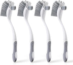 4-Pack Heavy-Duty Dish Scrub Brushes with Stiff Non-Scratch Bristles & Long Handle - Multi-Purpose Kitchen Cleaning Brushes for Pots, Pans, Bottles, Deep Cleaning