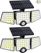 LE Solar Lights for Outside, Solar Lights Outdoor with Motion Sensor, WL4000 High Brightness, 3 Adjustable Heads 270° Wide Lighting Angle, IP65 Waterproof, Wireless Wall Lamp for Yard Garage, 2 Packs
