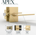 Mega Handles Apex Passage Door Handle - 1 Pack Reversible Gold Door Handle, Heavy Duty No Lock Door Handles Interior for Closet & Hallway, Fits All Standard Door Sizes - Satin Brass