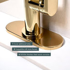 6 Inch Faucet Deck Plate for Bathroom Sink - Universal Fit for 1 Hole or 3 Hole 4 Inch Centerset Basins - Escutcheon Faucet Plate - Stainless Steel Faucet Hole Cover(Chrome Gold)
