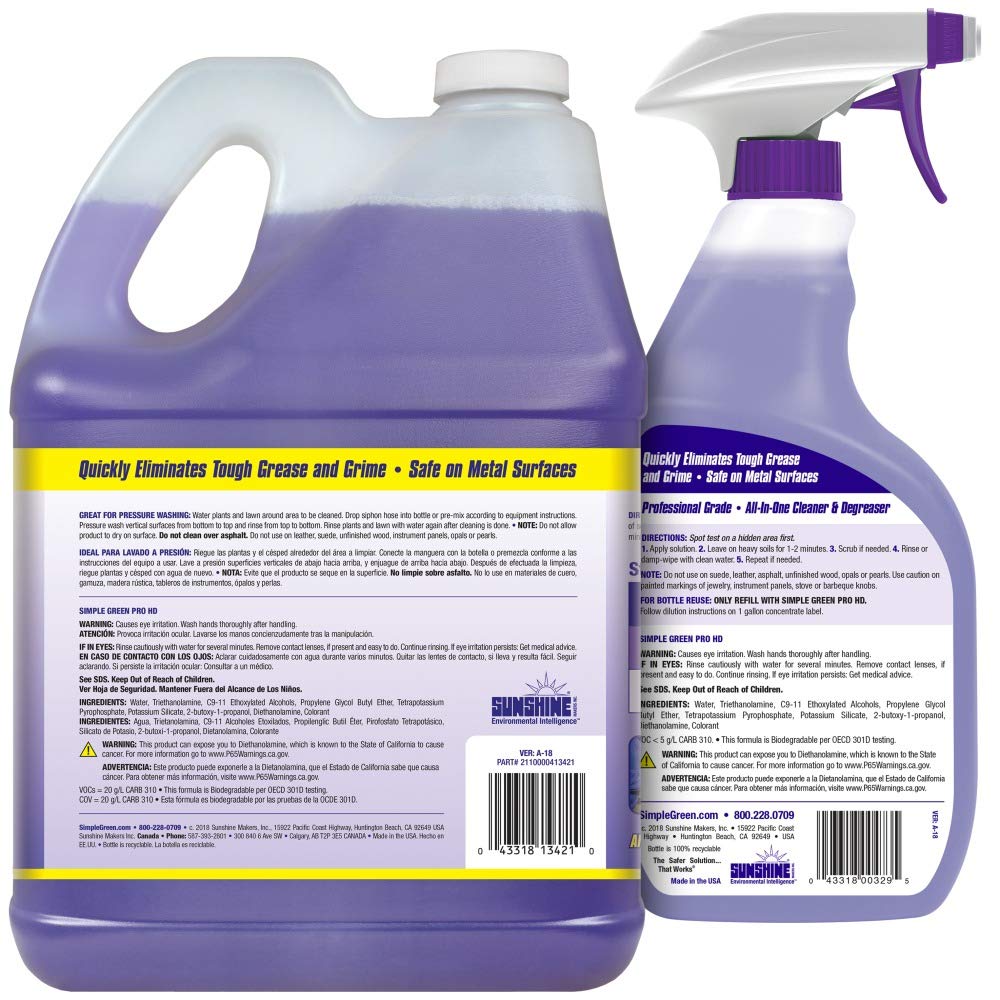 Simple Green Pro HD Purple Concentrated Cleaner & Degreaser - Heavy Duty, Professional, Automotive, Restaurant, Grills, Ovens (32 oz Spray @Heavy Strength and 1 Gal Concentrate Refill)