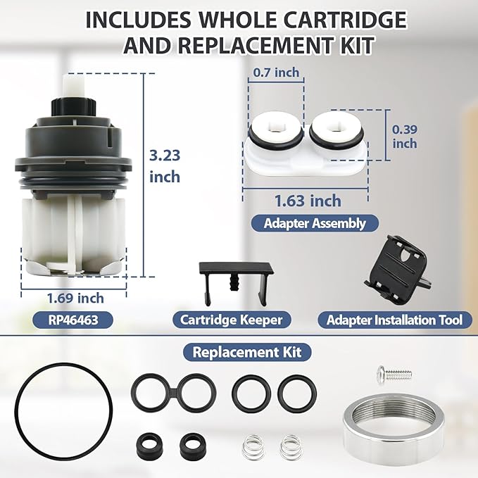 RP46463 Cartridge Replacement for Delta 17 Sereis Tub and Shower Dual Function Handle (2006-Present), Temperature and Volume Control, Fits Delta R10000 Series Valve, Includes RP22734 Bonnet Nut