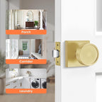 Haidms Gold Passage Door Knobs Interior, Zinc Alloy Brushed Gold Closet Door Knobs, Heavy Duty Round Brushed Brass Doorknobs for Hall Closet,Hallway(3 Pack)