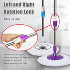 Spin Mop Replacement Mop Handle, 49-inch 360 Degrees Rotating Telescopic Replacement Mop Stick with Reinforced Plastic Disc for Spin Mop Bucket Cleaning System (Plastic Disc, Purple)