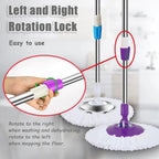 Spin Mop Replacement Mop Handle, 49-inch 360 Degrees Rotating Telescopic Replacement Mop Stick with Reinforced Plastic Disc for Spin Mop Bucket Cleaning System (Plastic Disc, Khaki)