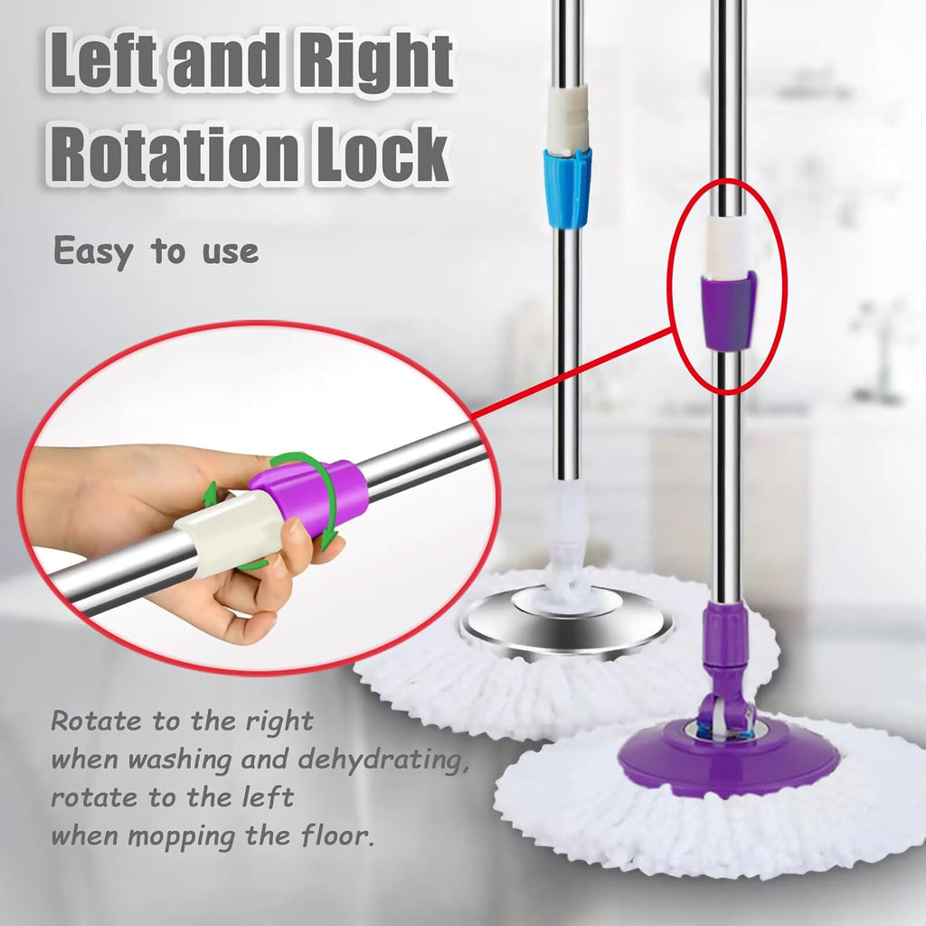 Spin Mop Replacement Mop Handle, 49-inch 360 Degrees Rotating Telescopic Replacement Mop Stick with Stainless Steel Disc for Spin Mop Bucket Cleaning System (Stainless Steel Disc, Blue)
