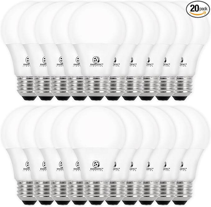 E ENERGETIC LIGHTING Dimmable LED Light Bulbs, 60W Equivalent, Daylight 5000K, 8W 800 Lumens LED Bulbs, E26 Base Standard Light Bulbs, ETL Listed, 20 Packs