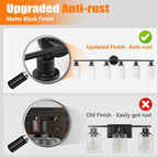 DLLT 6-Light Bathroom Light Fixtures: Black Modern Vanity Lights with E26 Bulbs - Milky White Glass Shade Bathroom Wall Lamp for Mirror Kitchen Living Room Hallway Cabinet Porch