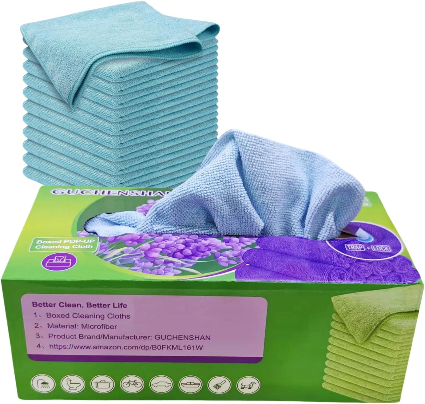 11x11 Inch Slim Microfiber Cleaning Cloths, 30-Pack - Flexible for Tight Spaces (Car Vents/Glass Edges), Lightweight & Scratch-Free, Washable for Kitchen/Bathroom/Car (Blue)