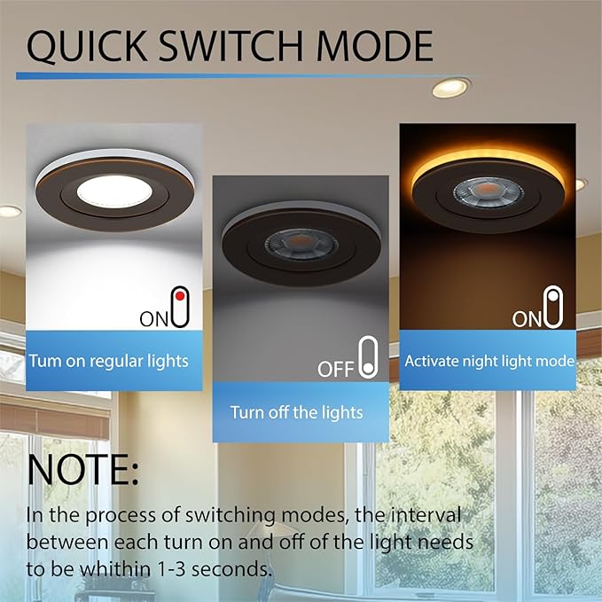 Oil Rubbed Bronze Recessed Lighting 4 Inch with Night Light 6 Pack,Gimbal Led Lights with Junction Box,5CCT Selectable,9W 750LM,Dimmable