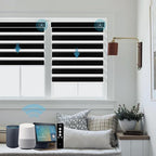 SmartWings Motorized Zebra Shades Work with HomeKit, Alexa, Google Home, 90% Blackout Light Filtering Day Night Sheer Blinds, Privacy Light Control, for Home/Office, Customized, Black