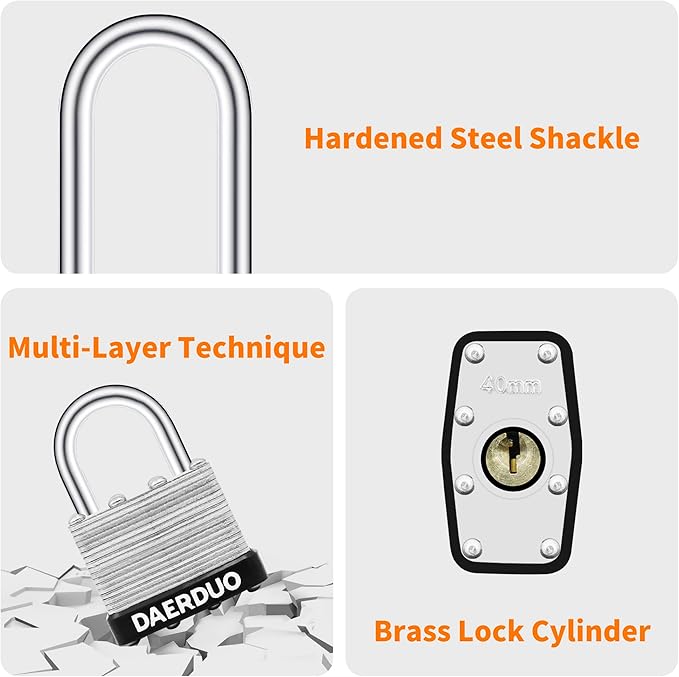 24 Pack 40 mm (1-9/16") Keyed Alike Laminated Padlocks with 48 Keys, Hardened Steel Short Shackle, Heavy-Duty Locks for Gym Lockers, Toolboxes, School Lockers, and Hasp Latches