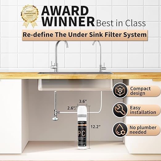 WINGSOL Under Sink Water Filter System with Faucet, Anti-Clogged Design, Reduces PFAS, Lead, Chlorine, Bad Taste, Sediment, NSF/ANSI 42&53, 8K Gallons, Easy Installation, Chrome Faucet
