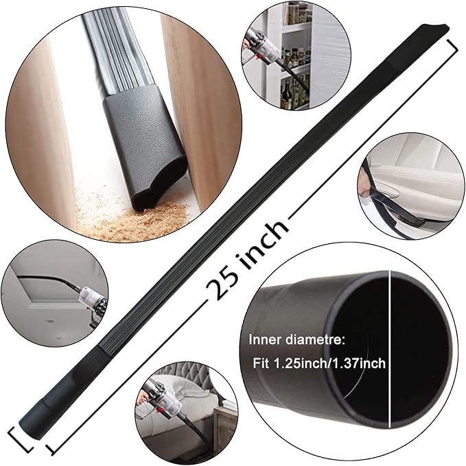 11Pcs Universal Vacuum Attachment Kit 1-1/4" Vacuum Hose Adapter Wet Dry Plastic Vacuum Cleaners Accessories with Extension Wand Horse Hair Brush Flexible Crevice Tool Adapter for Shop Vac Attachment