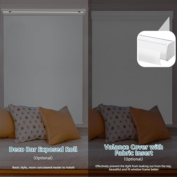 SmartWings Motorized Smart Blinds with Remote, Automatic Blackout Roller Shade Work with Alexa Homekit Thread Google Z-Wave, Electric Blind for Window, Custom Width Up to 110" W,Vinyl Pure White